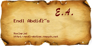 Endl Abdiás névjegykártya
